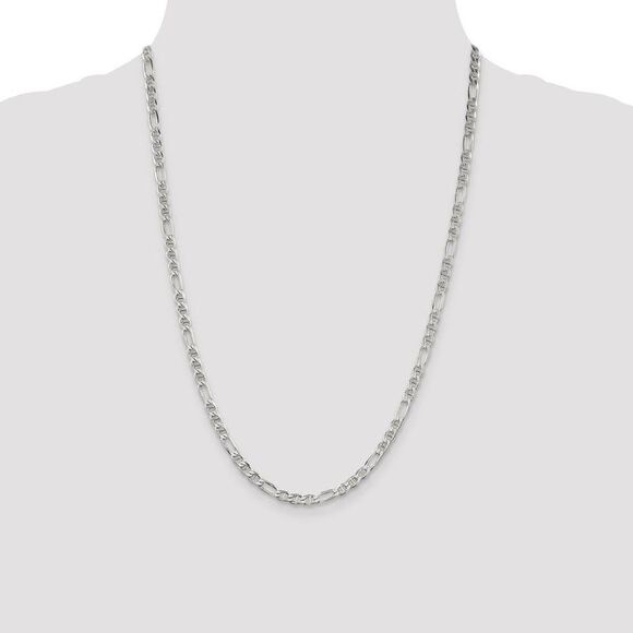 3.75mm Sterling Silver Solid Figaro Anchor Chain Necklace, 24 Inch - Picture 2 of 8